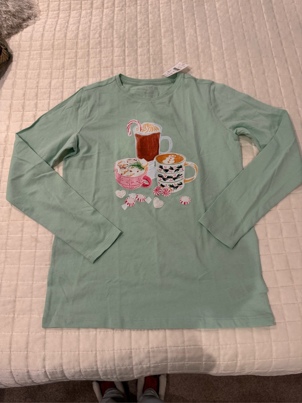 Crewcuts Mint Green Long-Sleeve Hot Cocoa Graphic Tee